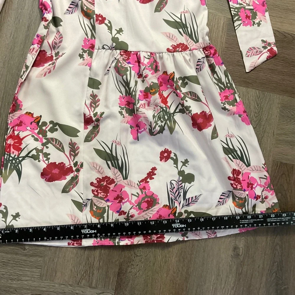 Floral Wide Leg Palazzo Tiered Rose Ruffle High Waist Pants Small White Pink Red